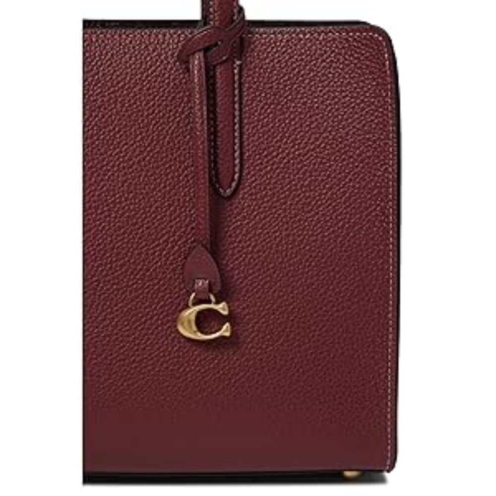 #159 - NWT, Coach Polished Pebble Leather Carter Carryall 28 Wine - Picture 9 of 11
